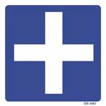 Blue First Aid Cross PVC sign