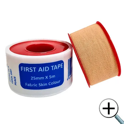 Fabric First Aid Medical Tape Skin Colour, 25mm x 5m Cap and Spool