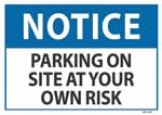 Notice Parking on Site sign